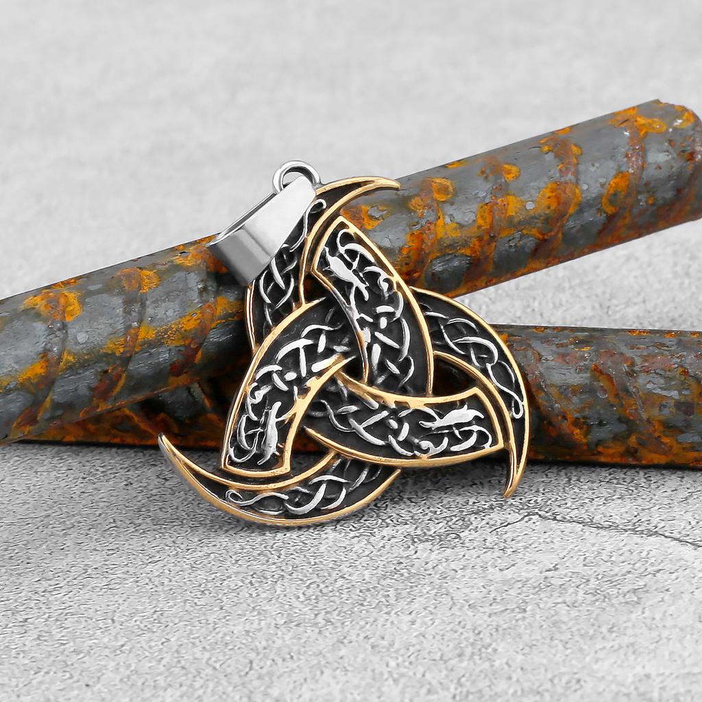 Viking Celtic Knot Pendant Necklace Stainless Steel Men Chain Odin Protection Amulet Gothic Jewelry Gift