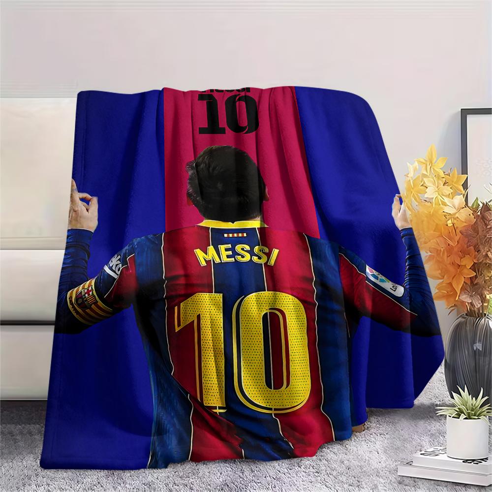 1 ks Flanelová deka s potiskem Messi, Vysoce kvalitní, Pro všechna roční období, Domácí dekorace, Teplo a pohodlí, Perfektní jako vánoční dárky