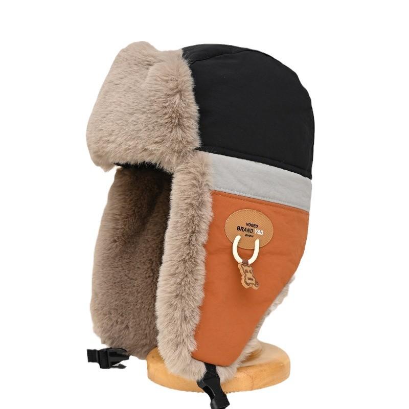 Color matching hats for men and women, cold-proof and velvet thickened cotton hats in winter, Korean version of trendy youth ear protection hats