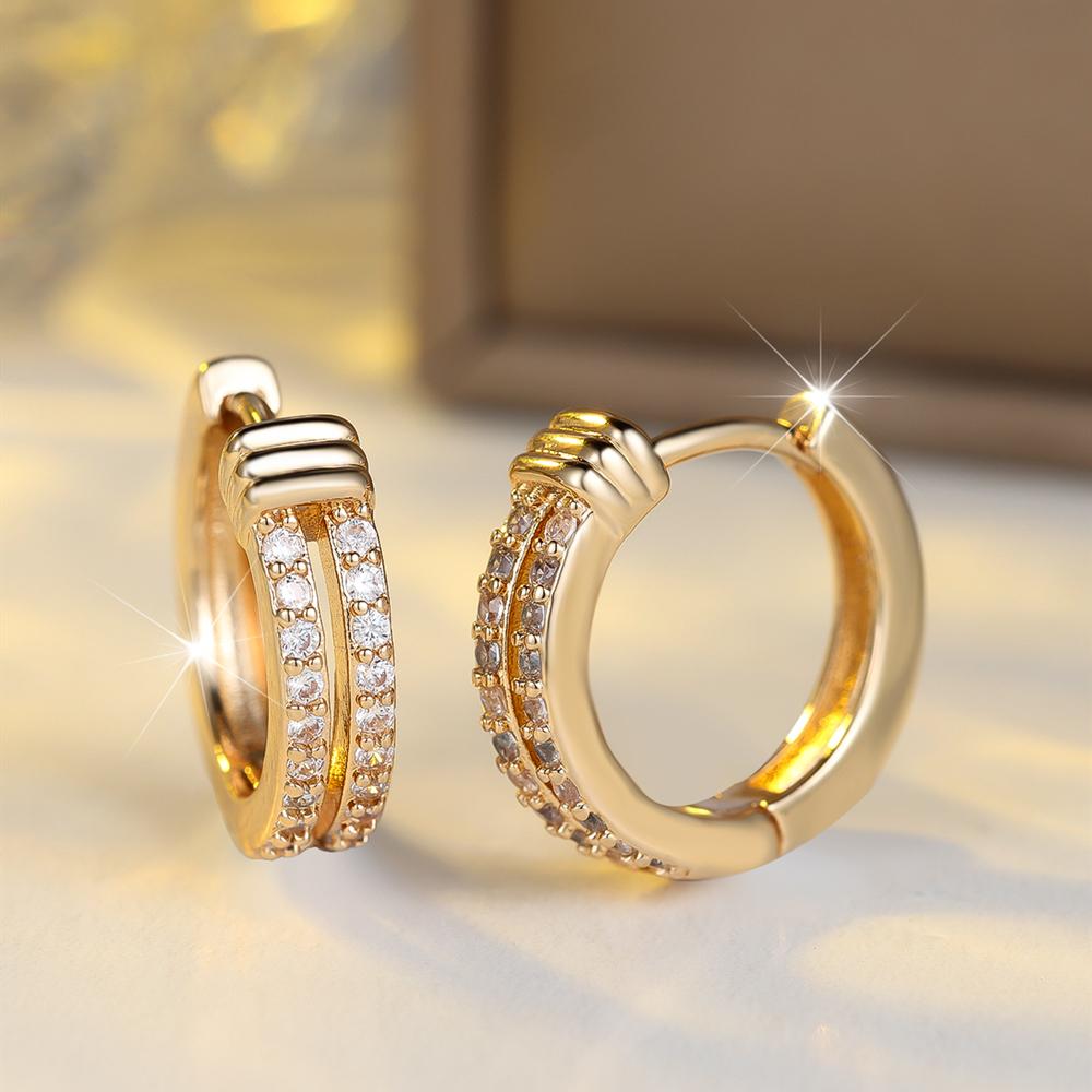 Cubic Zirconia Hoop Earrings for Women Luxury Golden Circle Earrings Jewelry Gifts