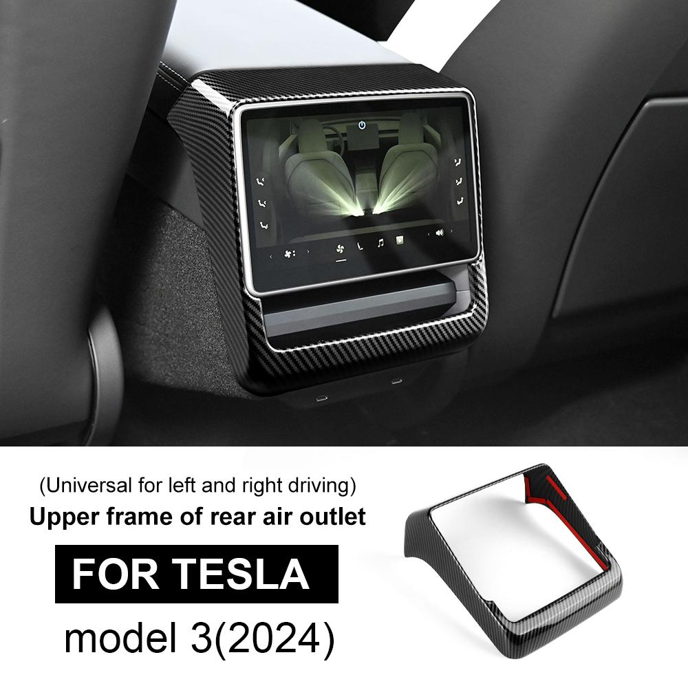 ABS Carbon Fiber Rear Air Conditioning Vent Protective Cover For Tesla Model 3 Highland 2025 Model Y Juniper 2025 Accessories