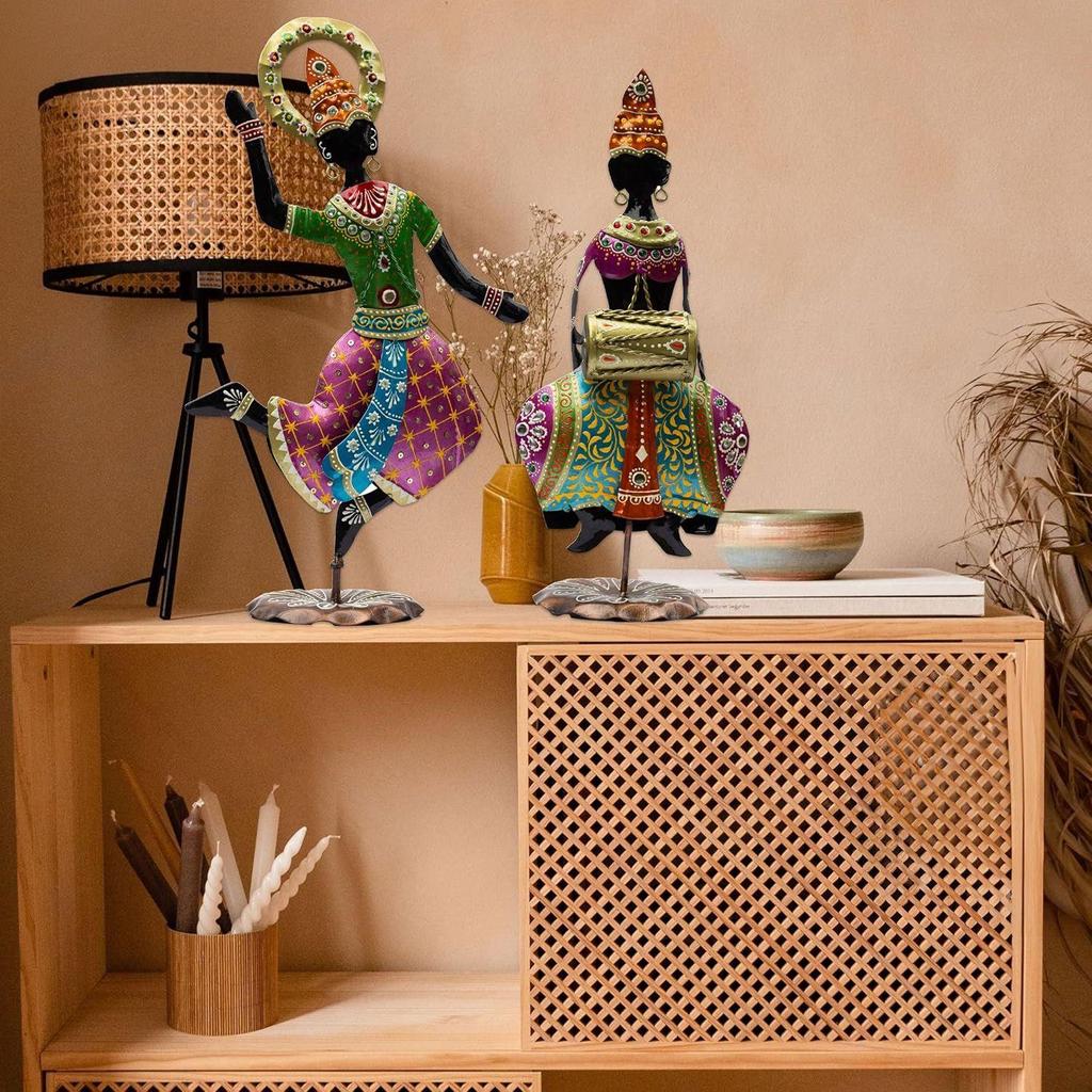Exquisite Handcrafted Antique Dancer Figurines – Traditional Indian Folk Dance Showpieces for Elegant Home Decor and Cultural Gifts