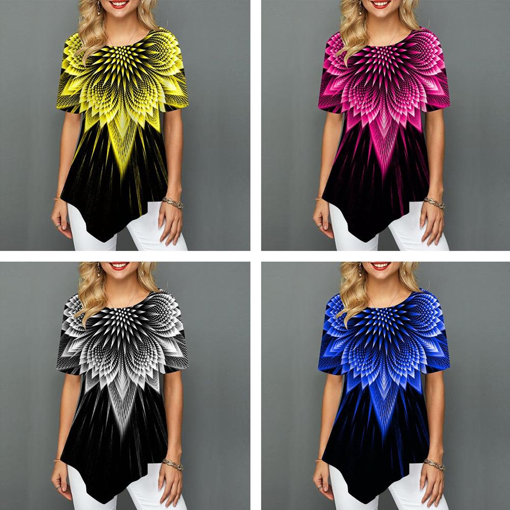 

Женские футболки больших размеров с принтом подсолнечника, свободные повседневные топы, женская нерегулярная летняя одежда XS синий