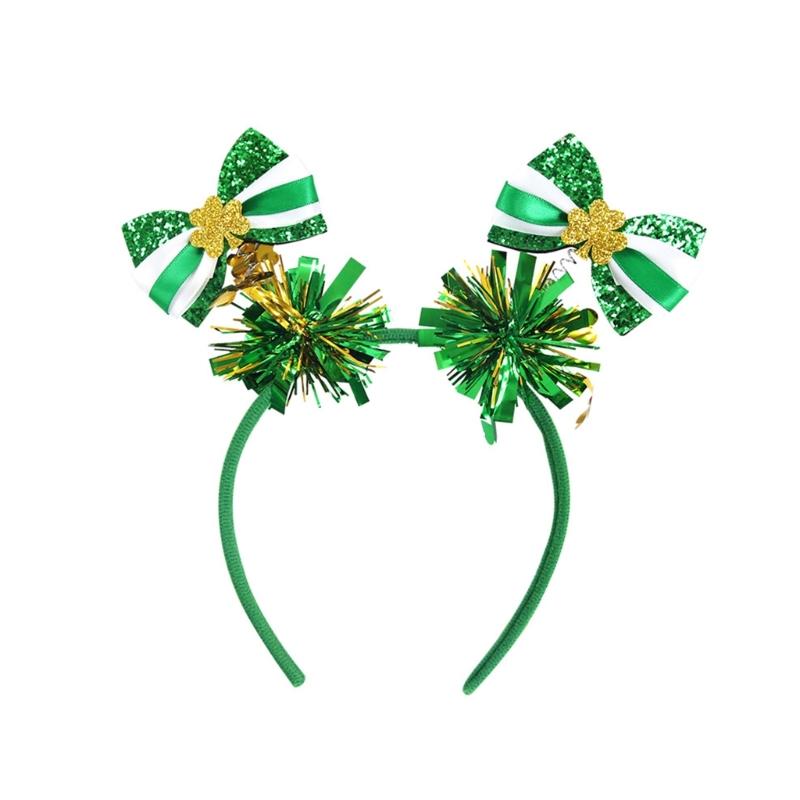StPatricks Day HairHoop for Irish National Day Celebration Glittering Powder Headband for Theme Party Festival Gathering