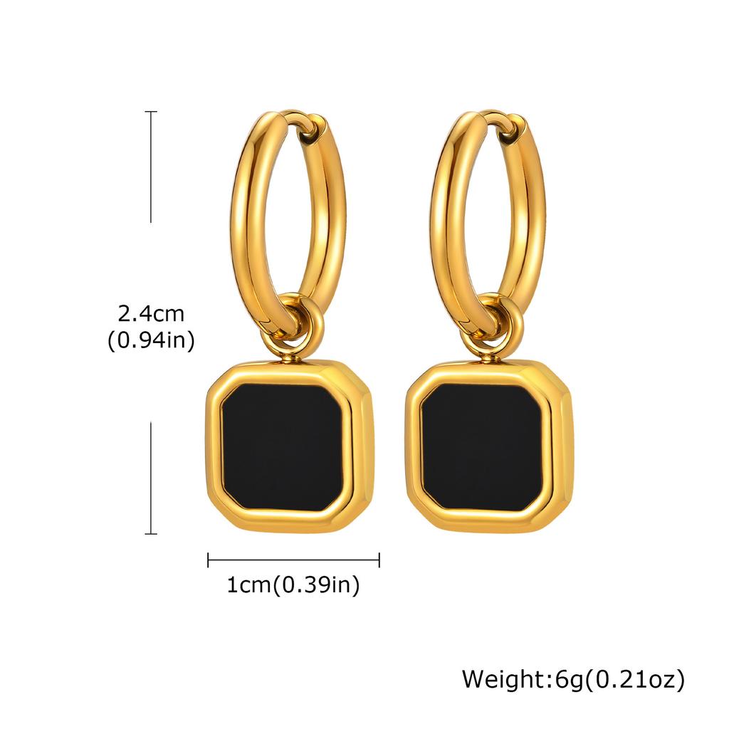 Stylish Men's Huggie Hoop Earrings,Trendy Natrual Stone Stainless Steel Square Ear Drop,Luxury Birthday Party Anniversary Gift