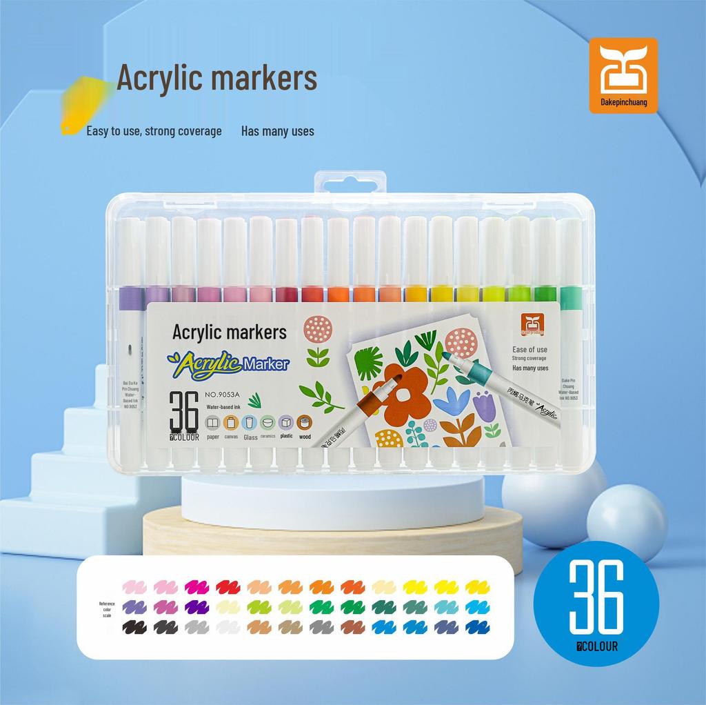 Dake Pincang Large Capacity Waterproof Acrylic Marker Pens - Round Tip, Non-toxic, Perfect for DIY Graffiti and Student Use.