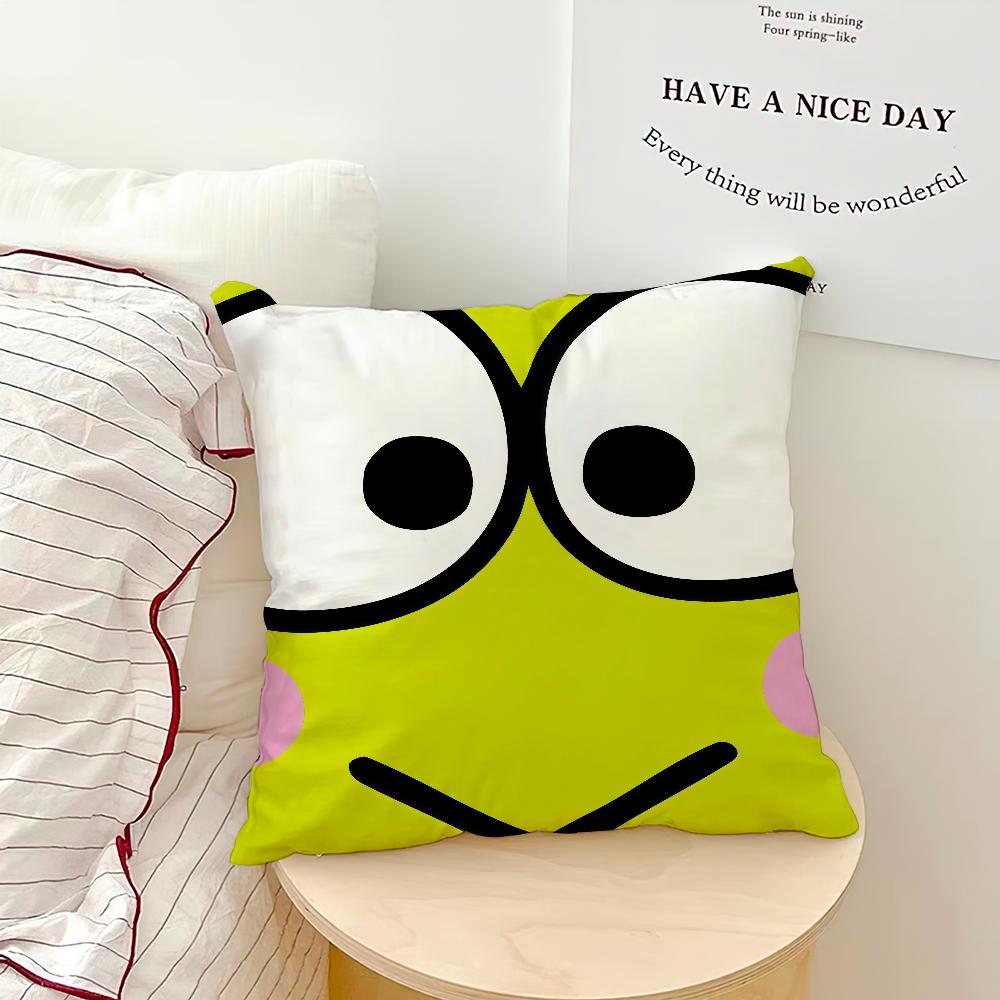Cushion Cover Green Cartoon Soft Pillow Sro Case For Sofa Kawaii Living Room Home Frog Office K-Keroppi Decor Protective Covers