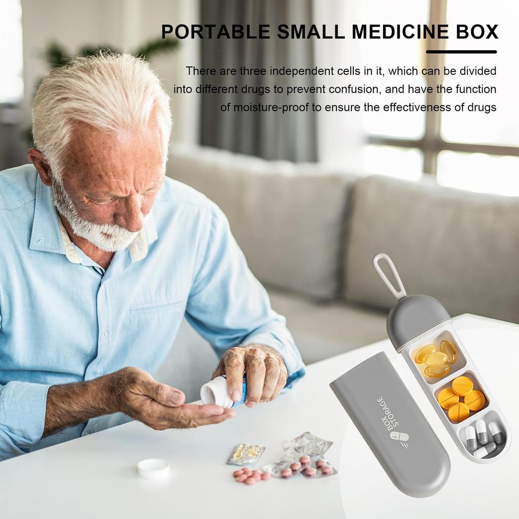 Mini Portable Pill Cases with Lanyard - Small 3 Compartment Medicine Bottle Outdoor Camping Working & Travel Pill Organizer