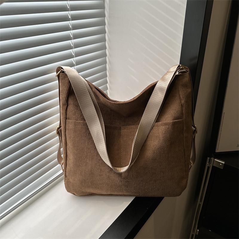 Street Fashion Large Capacity Nylon Tote Crossbody Bag For Women In Brown