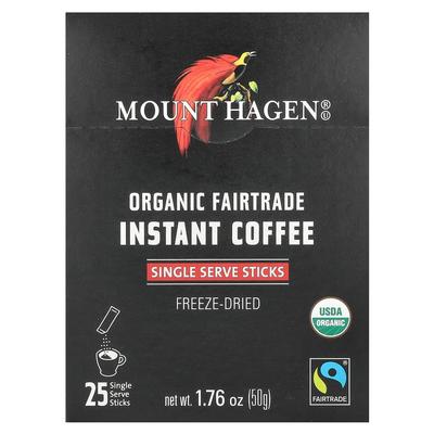 Mount Hagen Fair Trade Gefriergetrockneter Instant-Kaffee, 25 Einzelportionen, 50g (1,76 oz)