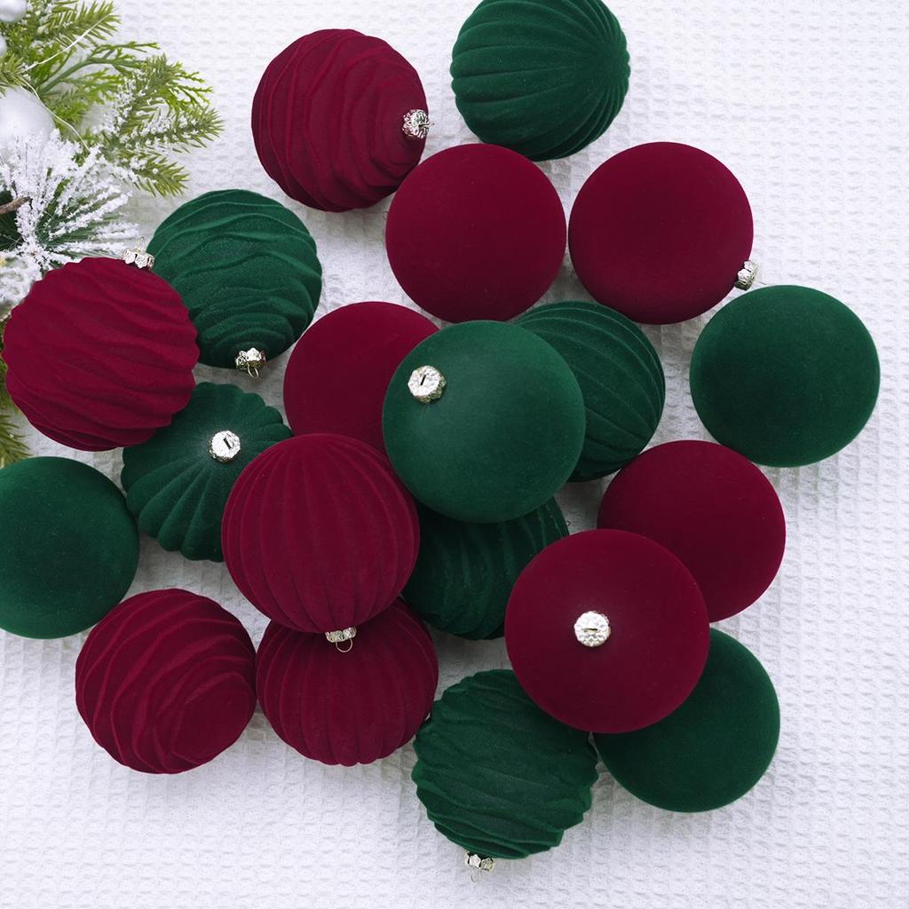 8cm Velvet Dark Color Flocked Christmas Tree Ornaments