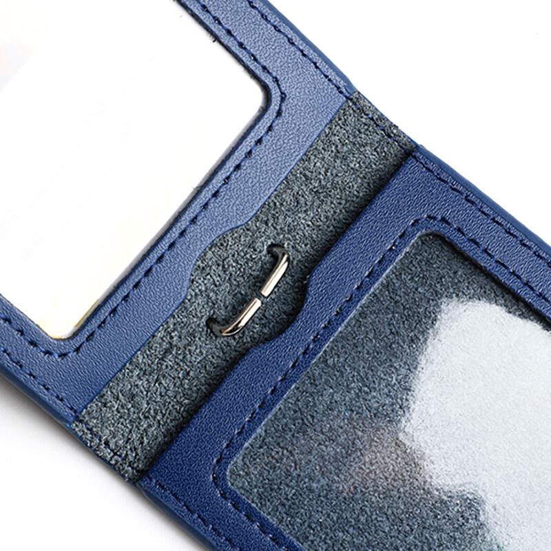 Genuine Leather Badge Holder Business Work Card with PU Lanyard ID Chest Card Holders Office Supplies