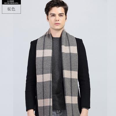 Cachecol masculino 100% lã casual business moda simples quente viagem outono e inverno meia-idade 2025