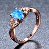 Cushion Cut Square Rainbow White Fire Opal Rings For Women Gold Horse Eye Zircon Charm Leaf Wedding Bands Party Jewelry CZ