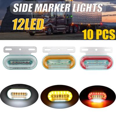 10pcs 12LED Side Marker Light Signal Indicator Lamps Warning Rear Tail Light 3 Modes Trailer Truck Lorry Camping Led Car 12V/24V