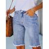 Plus Size Women's Casual Washed Blue Denim Shorts