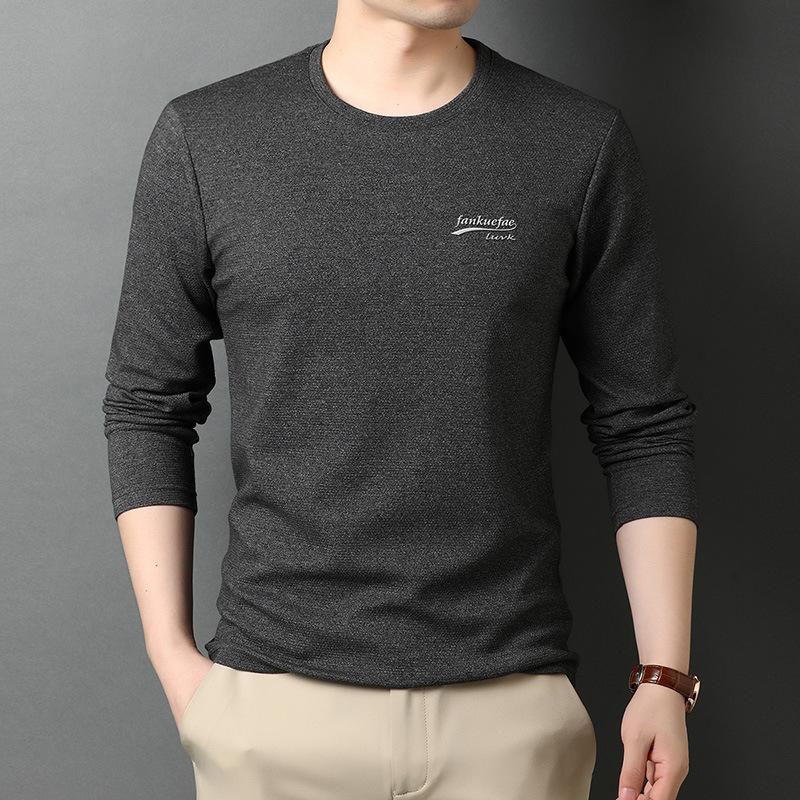 Herren Rundhals Frühling Neues Langarm T-Shirt für junge und mittlere Menschen Dünne Baumwolloberteile Herren Lässiger Pullover Rundhals