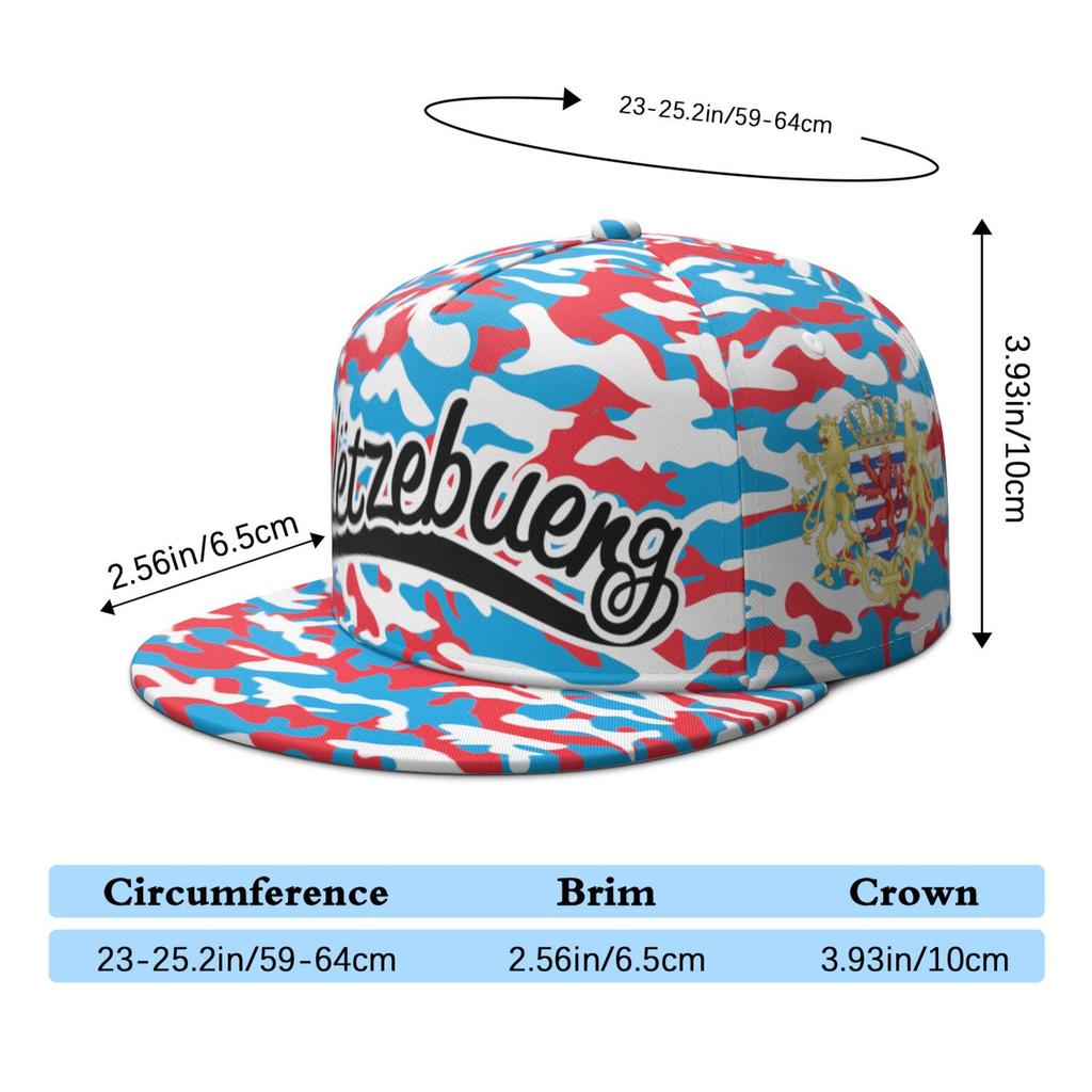 Luxemburg Flat Brimmed Cap Custom Made Name Team Logo Hip-Hop Hat Country Travel Luxembourgish Nation Luxembourg Flag Headgear