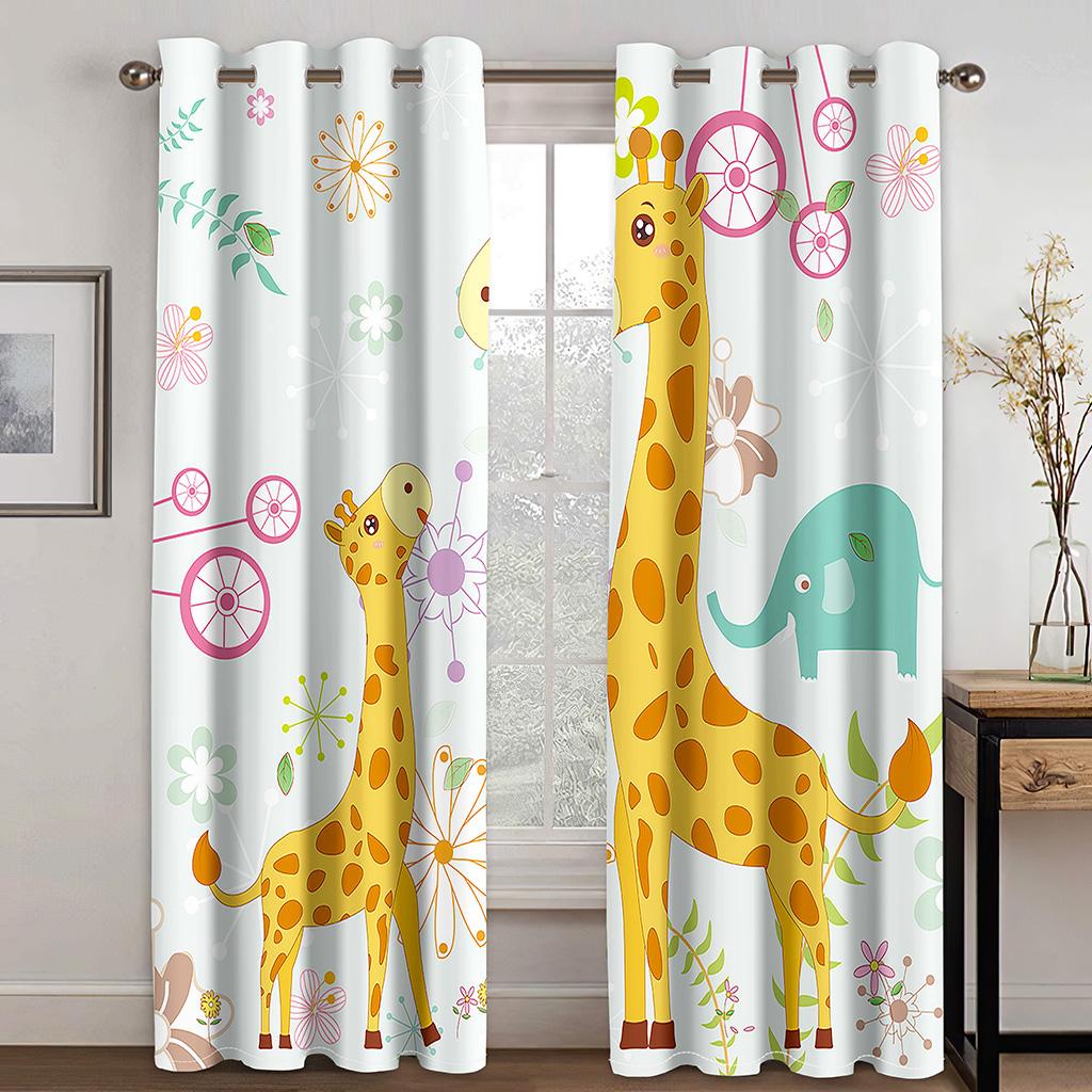 

Cute Cartoon Christmas Pattern Curtains Santa Car House 2 Panel Living Room Bedroom Kitchen Balcony Windows Decorative Curtains 50W130H(CM)X2PCS&Hook