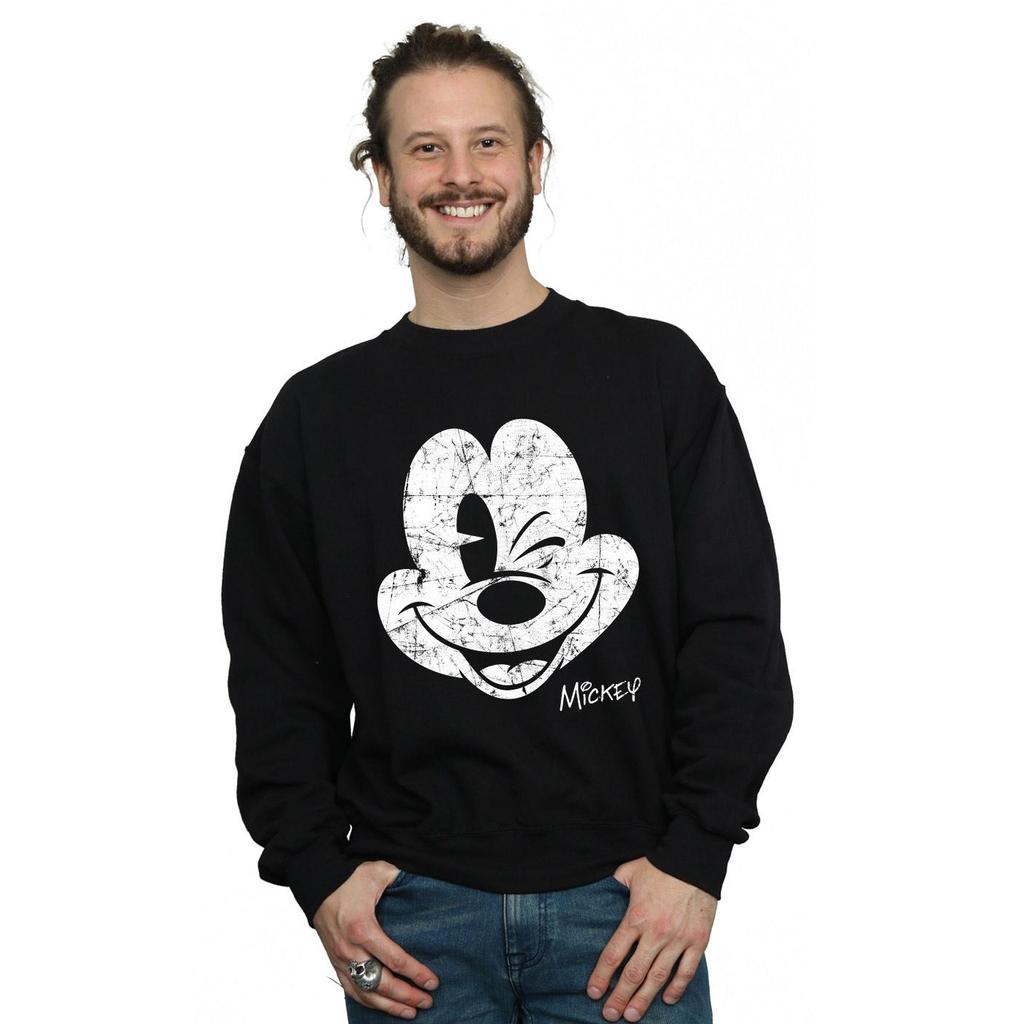 Disney Mens Mickey Mouse Face Sweatshirt