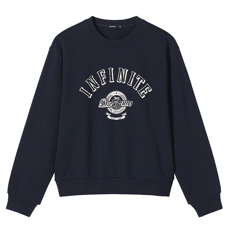 Hotwind Women s Retro Letter Crewneck Sweatshirt S