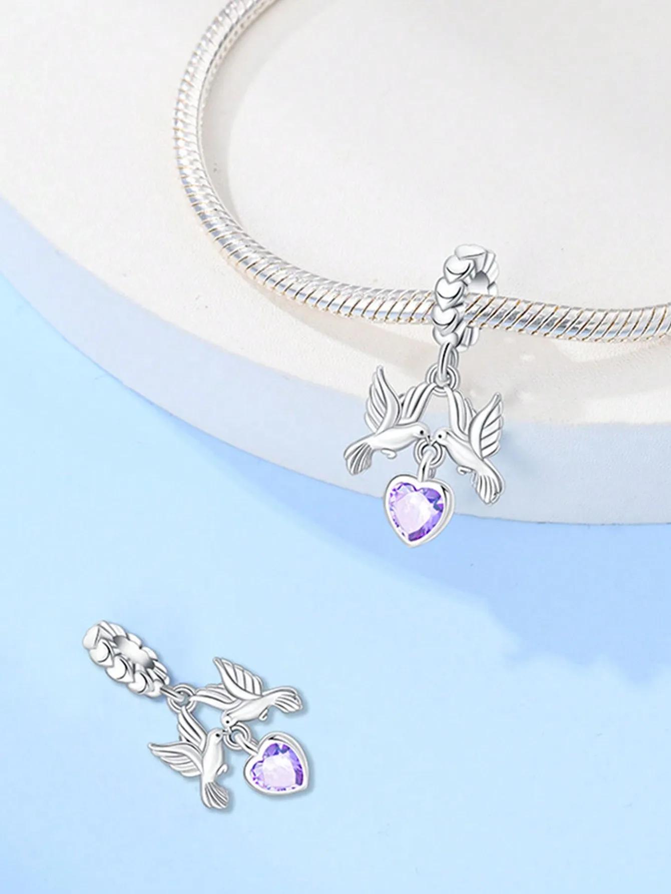 Посеребренные Оригинальные Шармы Голубь Мира Роза Любви Бусины Подходят для Браслета Женские Украшения Подарок