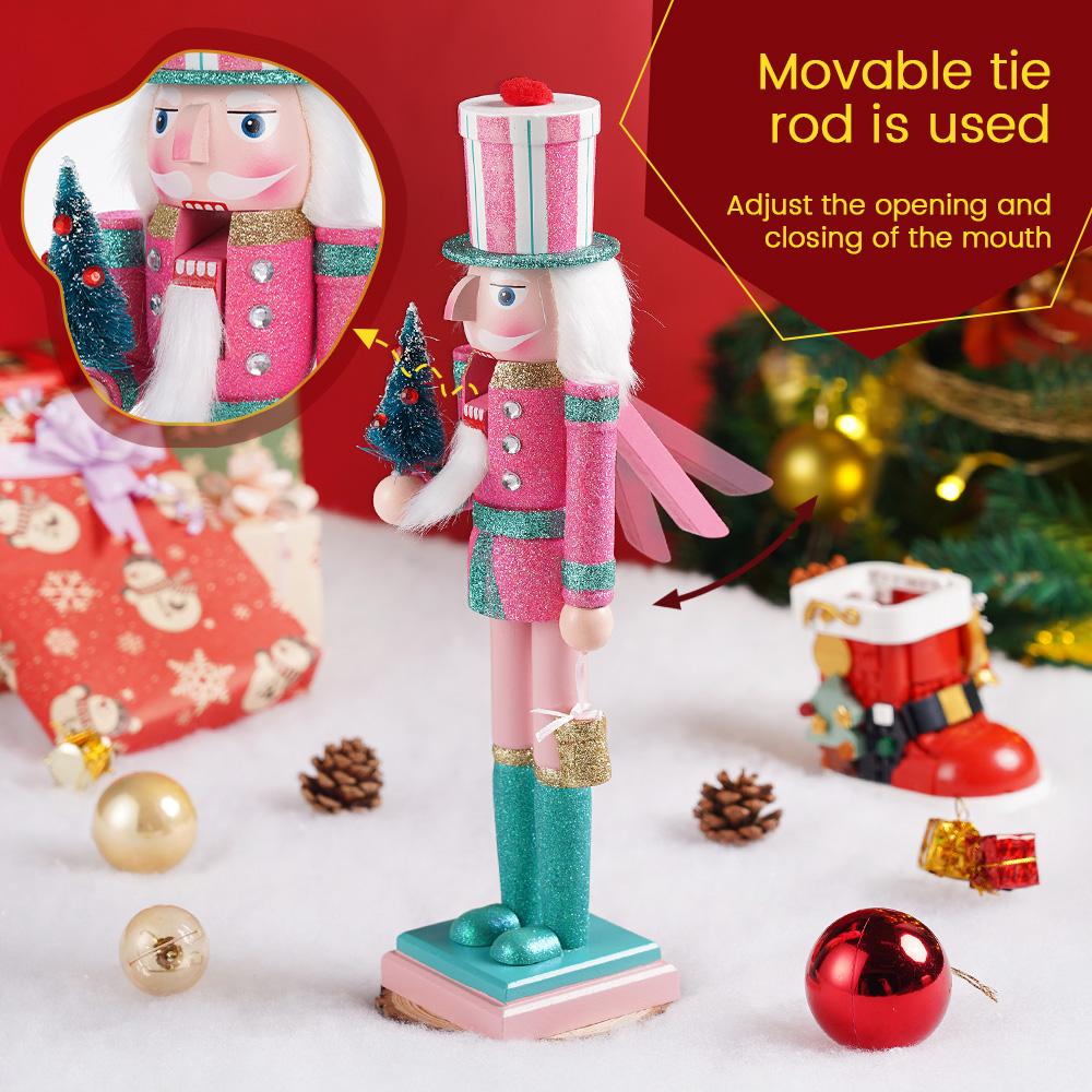 38CM Nutcracker Sparkling Christmas Tree-themed Puppets Handcrafted Decoration Christmas New Year Holiday Decoration Gift