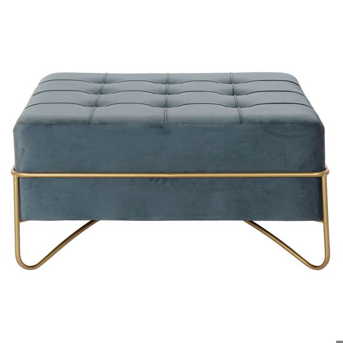 Banc Banquette - DKD Home Decor - Métal, Polyester, Velours - Bleu/doré - Design Contemporain - Intérieur