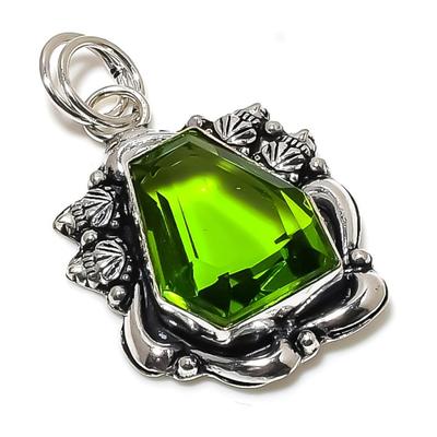 Natural Peridot Gemstone Handmade 925 Sterling Silver Gift Pendant 1.93" u0F33