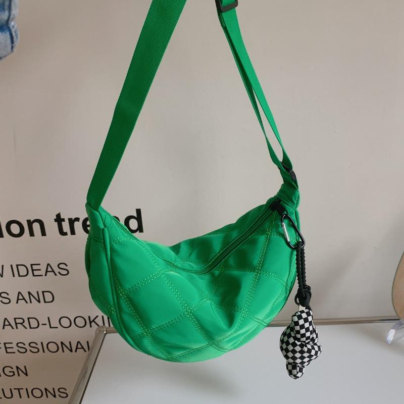 New Trendy Student Class Shoulder Bag Solid Color Simple Large Capacity Oblique Span Bag Women's Niche Rhombus Dumpling Bag