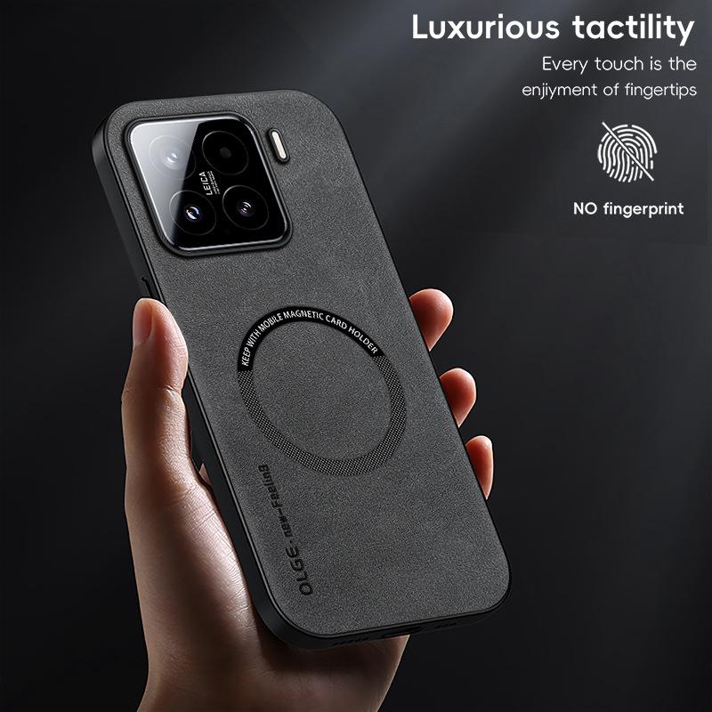 Luxusní kožené pouzdro na telefon pro Xiaomi 14T Pro Magnetické nárazuvzdorné pouzdro pro Xiaomi 15 12T Pro Měkký rámeček pro Magsafe Matný kryt