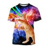 Men's T-shirts Cartoon Laser Pizza Cat Art 3D Print Anime t shirt Men Women Short Sleeve O-Neck Tees Casual Street Y2k Tops