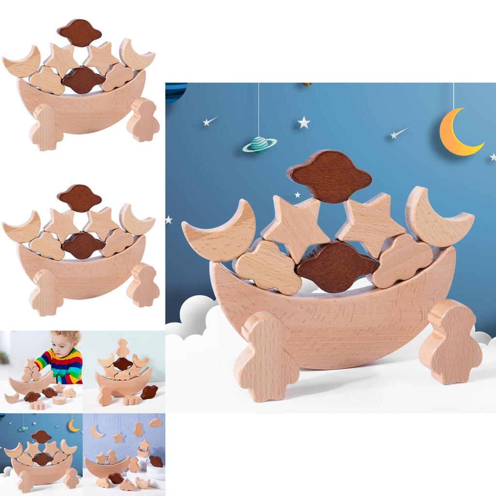 Wooden Space Balance Stacking Game For Kids Educational Toy With Recognitions
