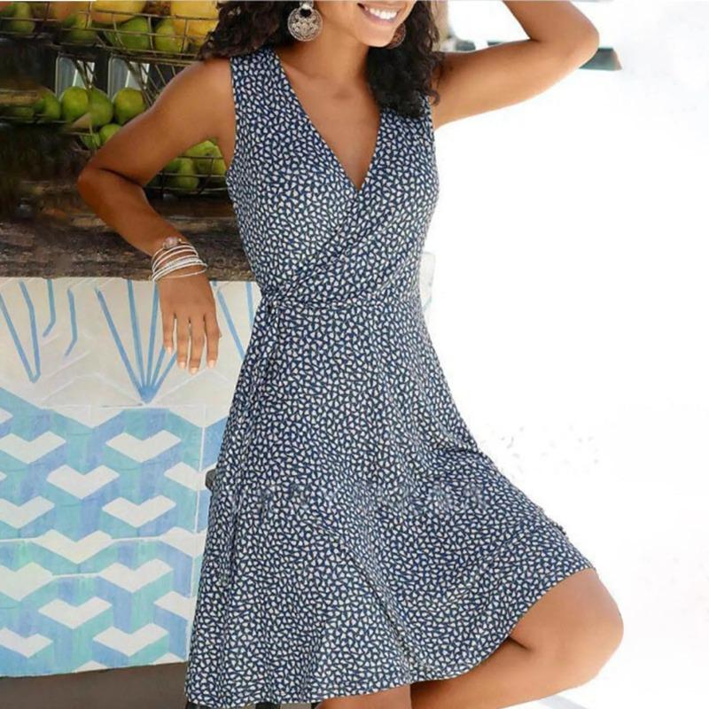 Dresses for Women  Casual Plus Size Women's Floral Wrap V Neck Midi Dress A Line Swing Cap Sleeve Midi
