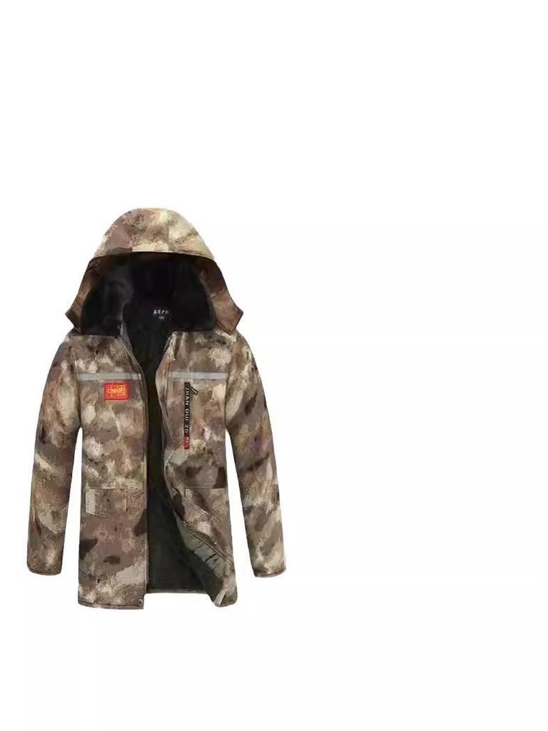 Veste de travail d'hiver pour homme en coton imperméable doublée polaire camouflage