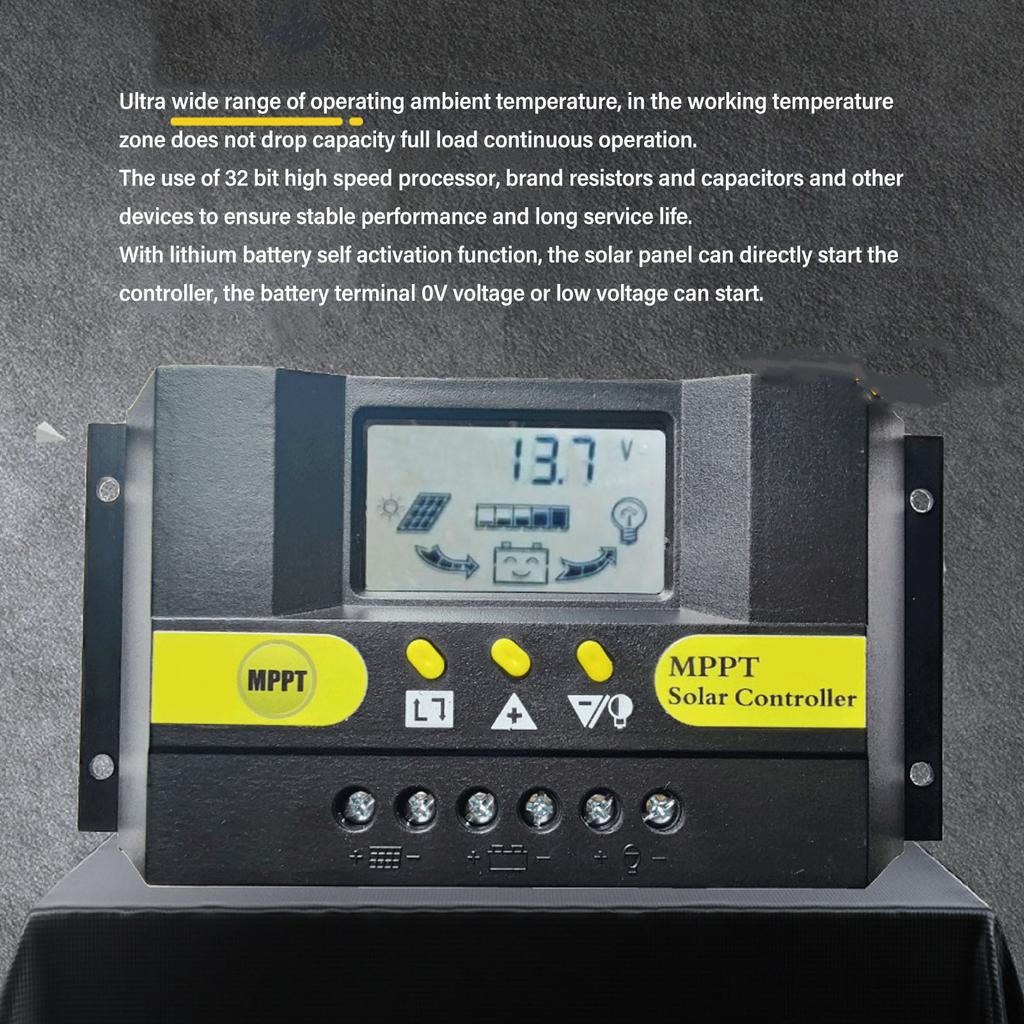 Solar Controller MPPT 12V 24V LCD Display Comprehensive Protection Functions Solar Regulator for Solar Power System