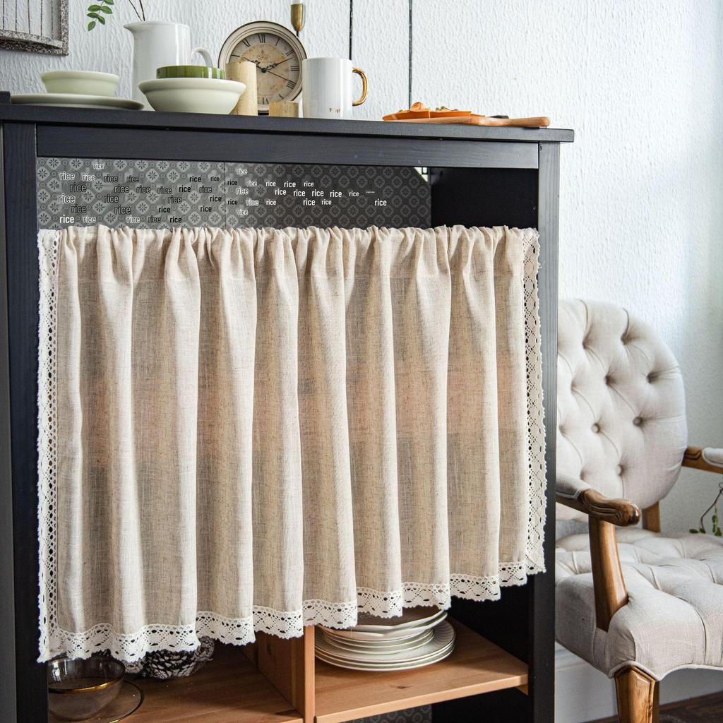 Yimanqiyun Blue Floral Window & Door Curtains, Coffee & Kitchen Washbasin Dustproof Cover