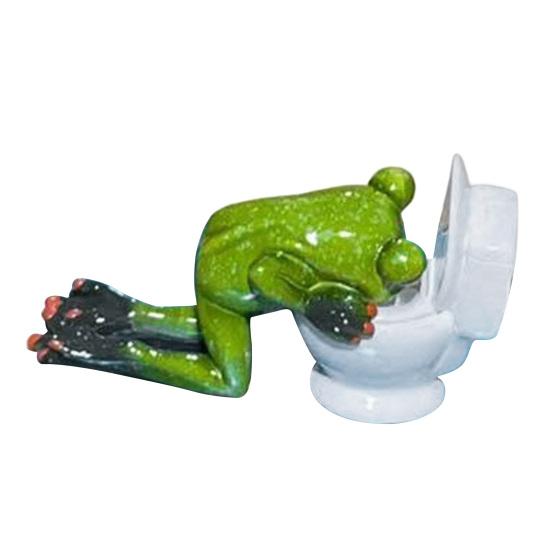 Imaginative Resin Crafts Drunk Frog on The Toilet Decor, Funny Sculpture Tabletop Unique Home Decorations Cute Desktop Ornament for Office Desk