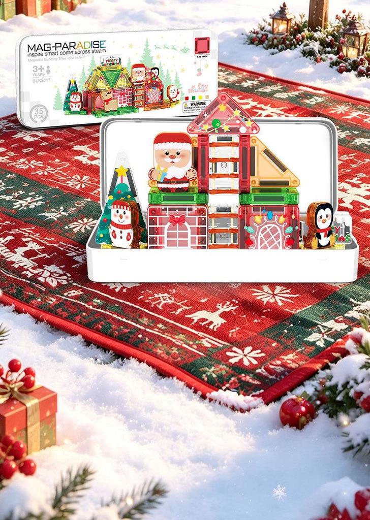Portable Magnetic Tile Set: Travel-Friendly Educational Toy for Building and Creativity - Christmas Gift