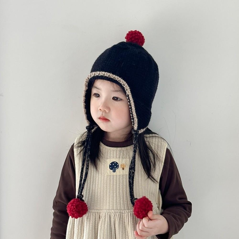 Winter Baby Beanie Cap Tassel Ear Protection Hat Sweet Baby Knitted Cap  Kids