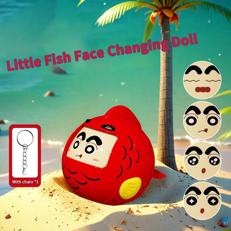 Cartoon Q Version Face Changing Doll Keychain Decompression Toys Keyring Exquisite Backpack Decoration Accessories Gifts