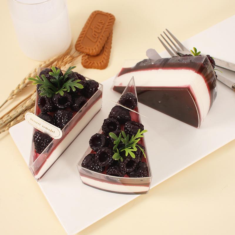 Blackberry Triangle Cake Slice Refrigerator Magnet Ornament - Fake Dessert Shop Decoration