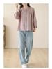 Spring/Summer Retro Slimming Cotton Linen Cardigan - Women's Seven-Sleeve Shirt