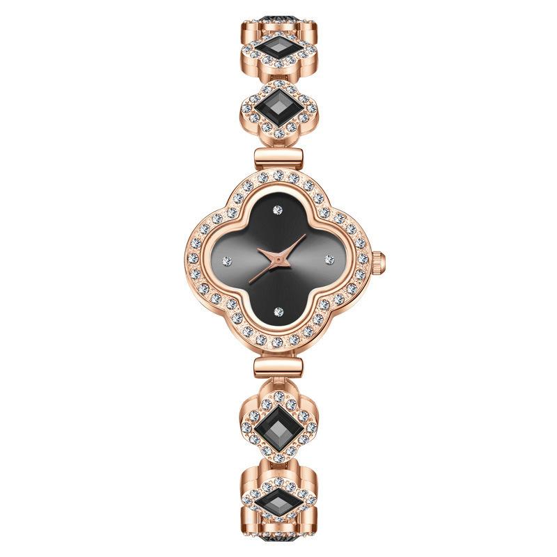 Damklocka Dam Premium Damklocka Grön Klocka Kvarts Diamant Klöver Armbandsur