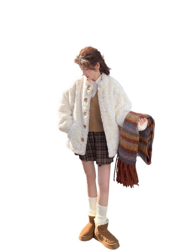 Coat women's winter new environmentally friendly lamb wool fur fluffy warm top cotton clothes