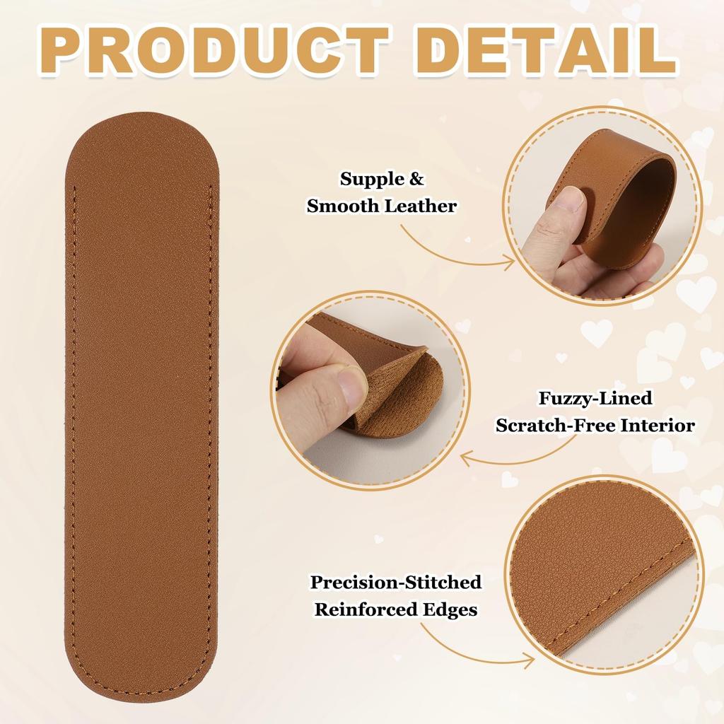 PATIKIL Pen Sleeve PU Leather Pen Single Fountain Pen Pouch Protective Cover Holder for Office Ballpoint Brown 6-inch Case, 8-Piece Pouch, Pens,
