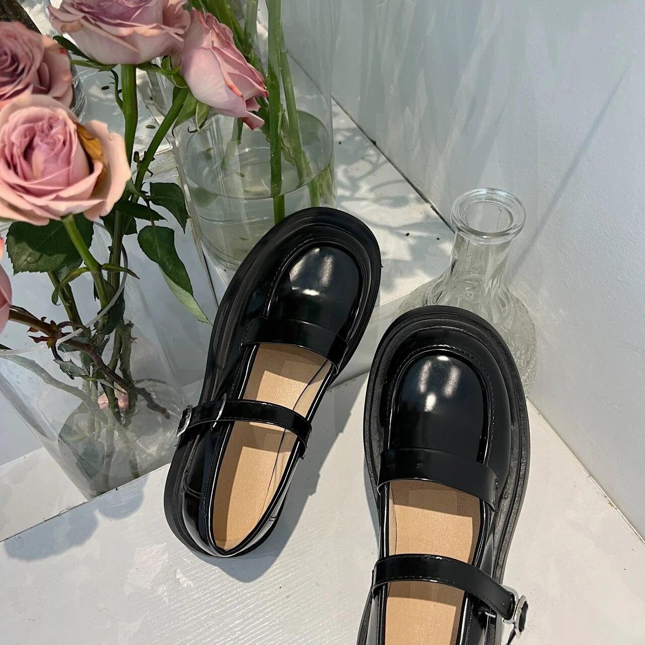 

Классическая женская обувь Мэри Джейн, туфли-оксфорды на высоком каблуке с пряжкой и ремешком, женские туфли-оксфорды с круглым носком, однотонные туфли на платформе, большие размеры 40 чёрный