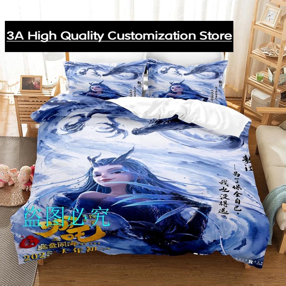 

Comforter Popular Anime Nezha 2 Bedding Set Single Twin Full Queen King Size Bed Set Adult Boys Bedroom s Anime Comforter (quilt)-EU Single(135*200cm)3pcs