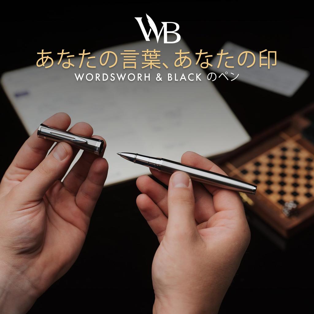 Wordsworth and Black Rollerball Pen Luxury Pen Chrome Silver Ink Gift for Men Professional Lovely Luxury Pen - - Finish, Lacquer, Refill, Refillable,