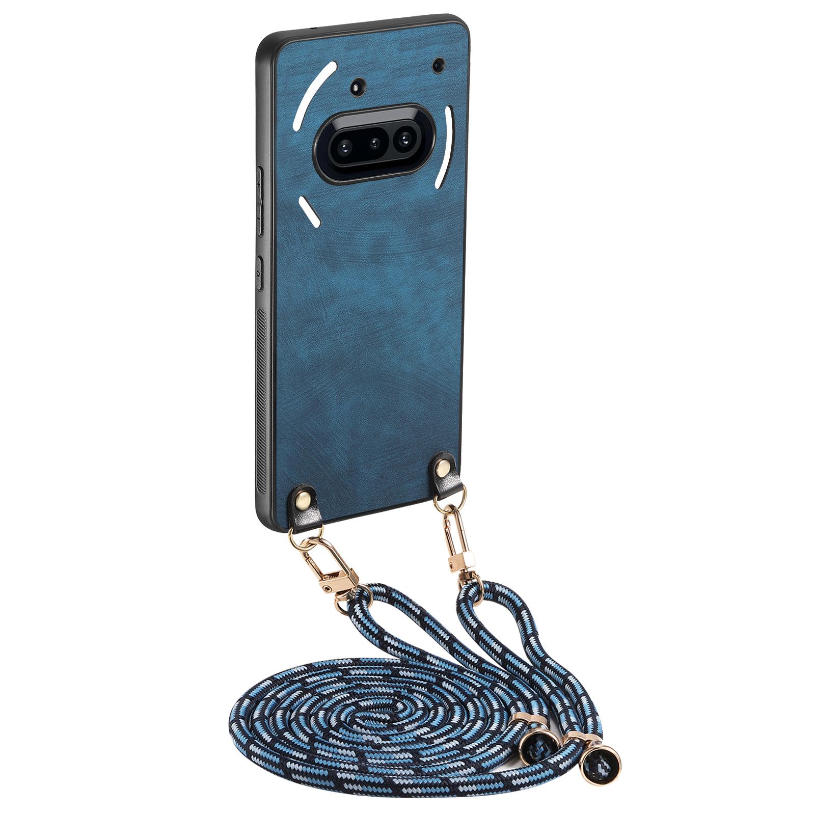 

Ни за что Телефон (3a) Кожаный чехол для телефона в стиле ретро с регулируемым ремешком Blue